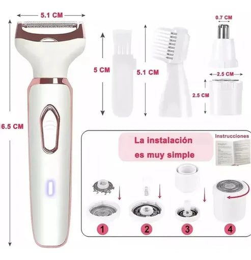 Depiladora Facial y Corporal 4 en 1 💖 Precisión y Cuidado Total 🌸 ¡OFERTA ESPECIAL!