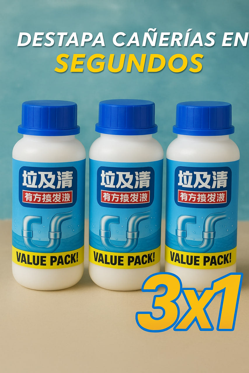 Destapa Cañerías Express 3x1 (270gr c/u) + Envío Gratis