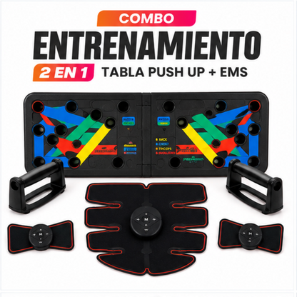 Combo Entrenamiento 2 en 1 💪 | Tabla Push Up + EMS para Entrenar Desde Casa