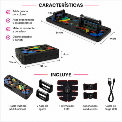 Combo Entrenamiento 2 en 1 💪 | Tabla Push Up + EMS para Entrenar Desde Casa