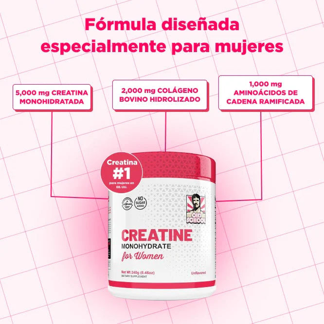 Creatina Monohidratada para Mujeres - Glúteos, Energía & Piel