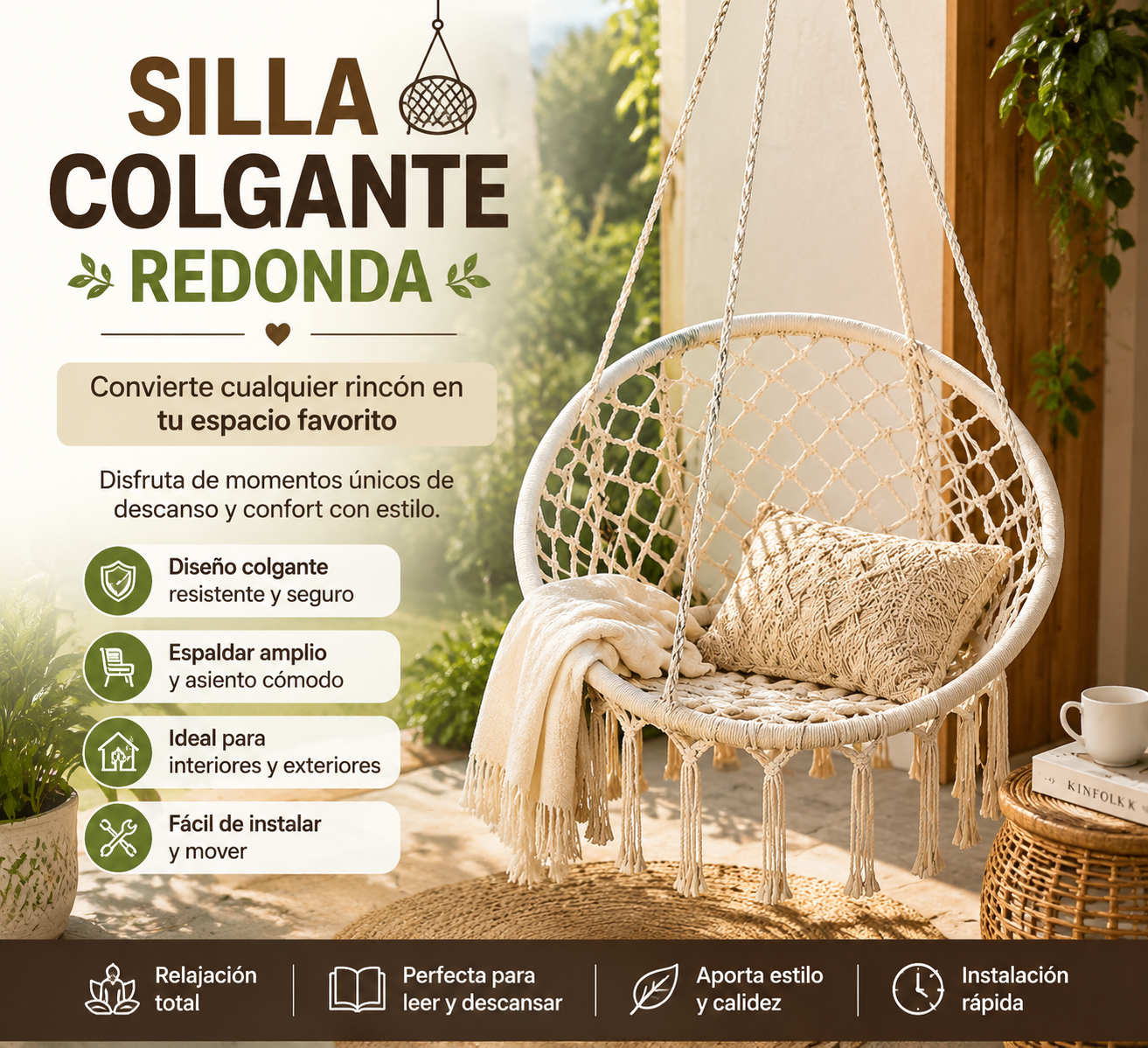 Tu Rincón de Relajación en Casa / Silla Colgante Redonda