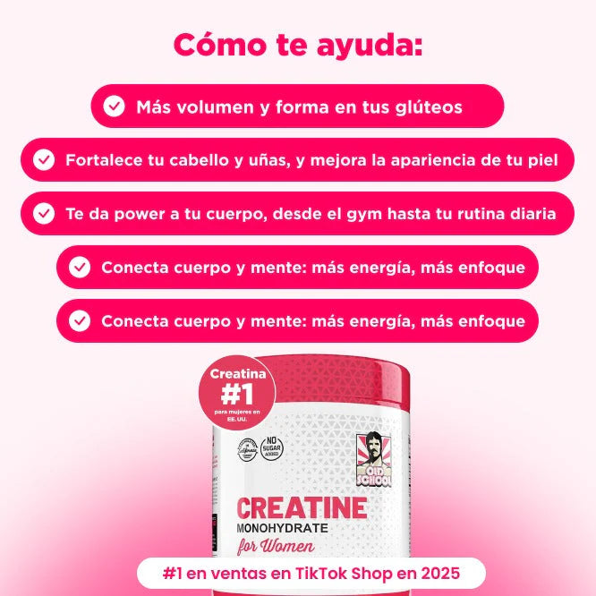 Creatina Monohidratada para Mujeres - Glúteos, Energía & Piel