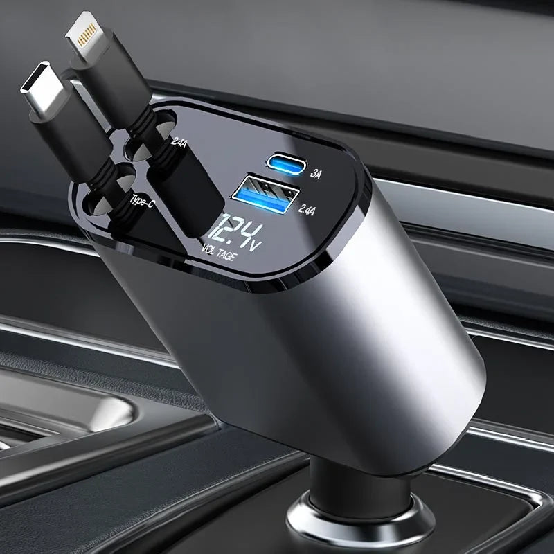 CARGADOR RETRÁCTIL De Coche Para Telefono 4 En 1