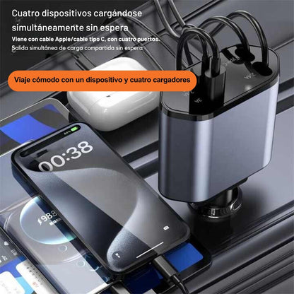 CARGADOR RETRÁCTIL De Coche Para Telefono 4 En 1