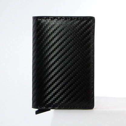Cartera Con Bloqueo Rfid, Cuero + Fibra de carbono