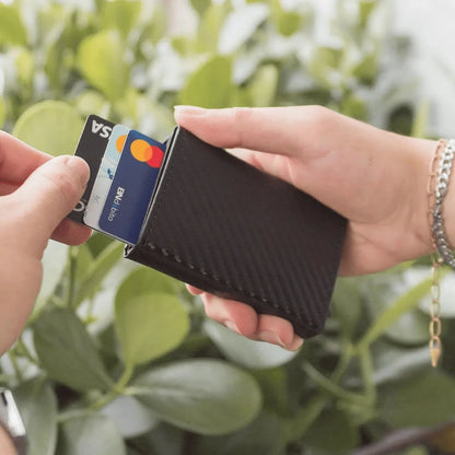 Cartera Con Bloqueo Rfid, Cuero + Fibra de carbono