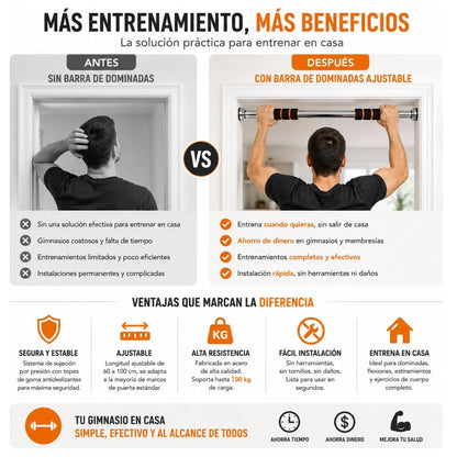 💪 Convierte Tu Casa en un Gimnasio | Barra de Dominadas Ajustable
