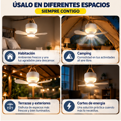 💨 Ventilador Portátil Recargable con Luz y Control Remoto