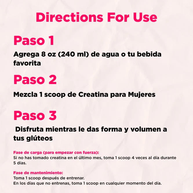 Creatina Monohidratada para Mujeres - Glúteos, Energía & Piel