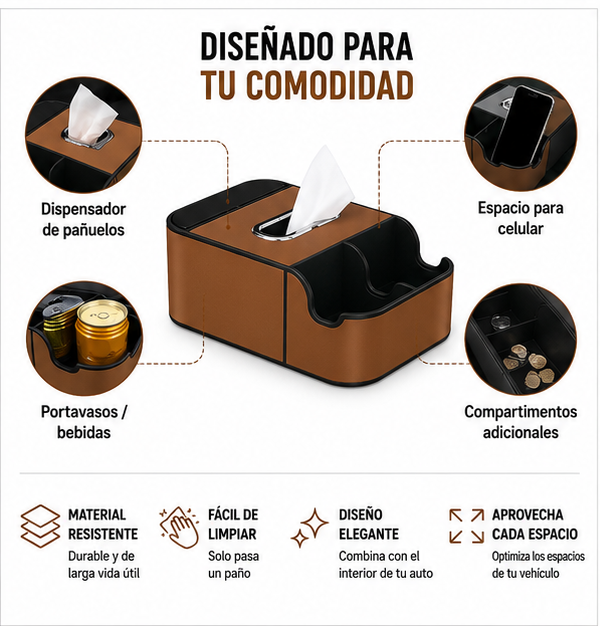 Organizador Multifuncional para Auto | Mantén tu Vehículo Ordenado y Todo al Alcance en Segundos