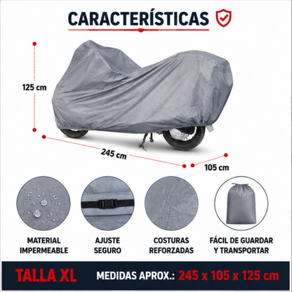 Funda Impermeable para Moto XL | Protege y Cuida tu Motocicleta del Sol, la Lluvia y el Polvo Todo el Año