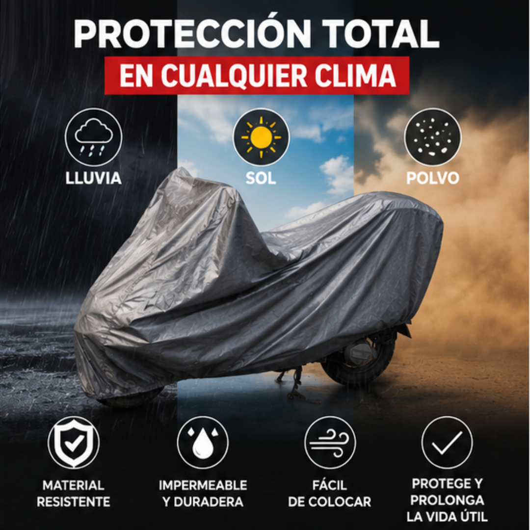 Funda Impermeable para Moto XL | Protege y Cuida tu Motocicleta del Sol, la Lluvia y el Polvo Todo el Año