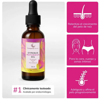 Reduce progresivamente el vello desde casa, sin dolor ni irritación / Aceite de Cyperus Rotundus