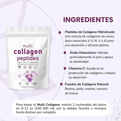 Multi Collagen Peptides 8 en 1 - Bienestar y Vitalidad