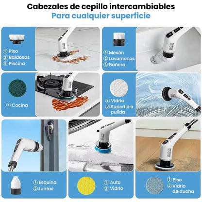 🧼✨ Cepillo Eléctrico Giratorio 9 en 1 Recargable 💥 ¡Limpia sin esfuerzo y en menos tiempo!