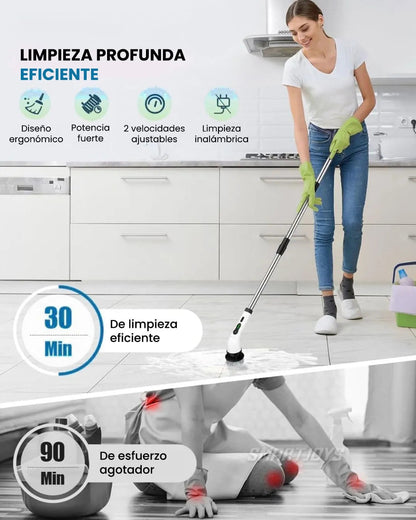 🧼✨ Cepillo Eléctrico Giratorio 9 en 1 Recargable 💥 ¡Limpia sin esfuerzo y en menos tiempo!