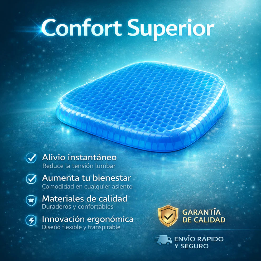Cojín De Gel que reduce la presión en espalda y caderas.