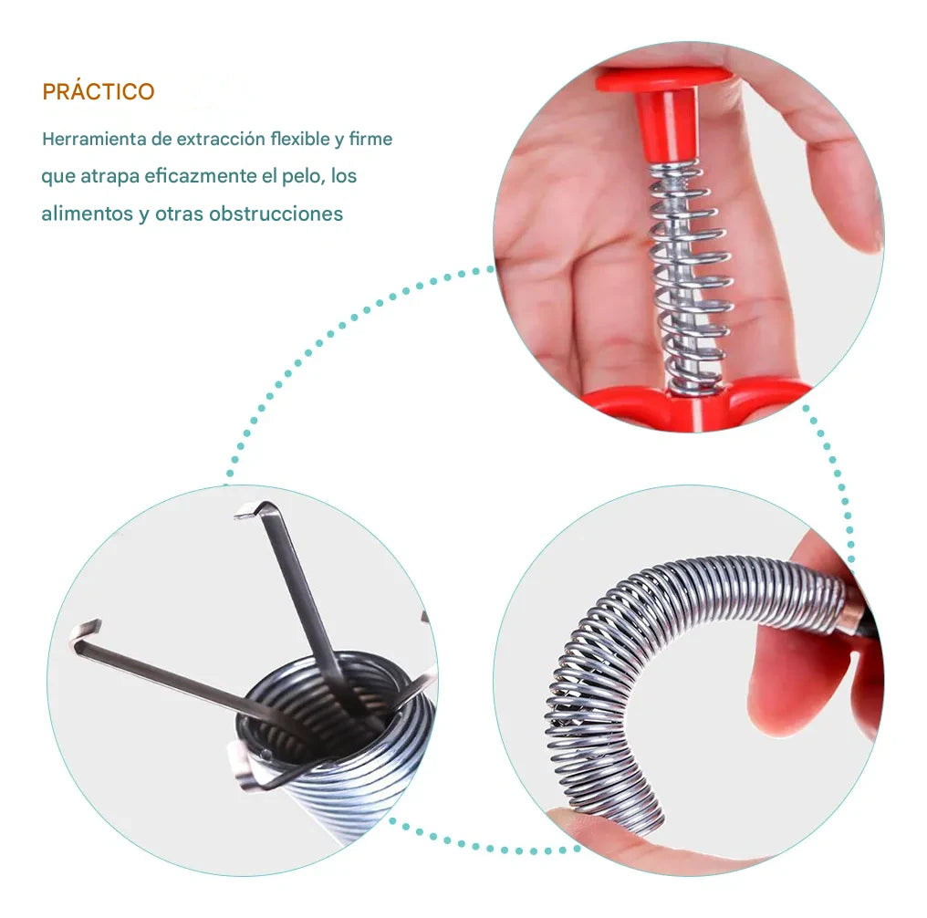 Gancho de limpieza Para Tuberías 3 METROS - Extrae y libera drenajes