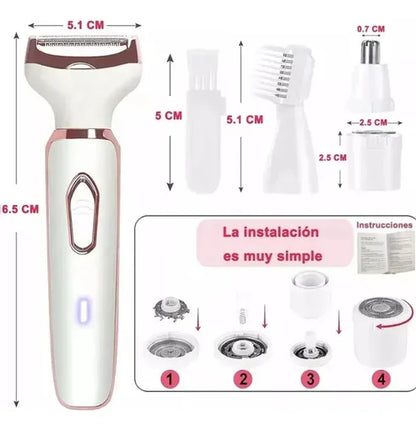 Depiladora Facial y Corporal 4 en 1 💖 Precisión y Cuidado Total 🌸 ¡OFERTA ESPECIAL!