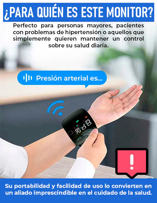 Tensiómetro Digital de Muñeca Recargable/ Portátil/ Fácil de usar