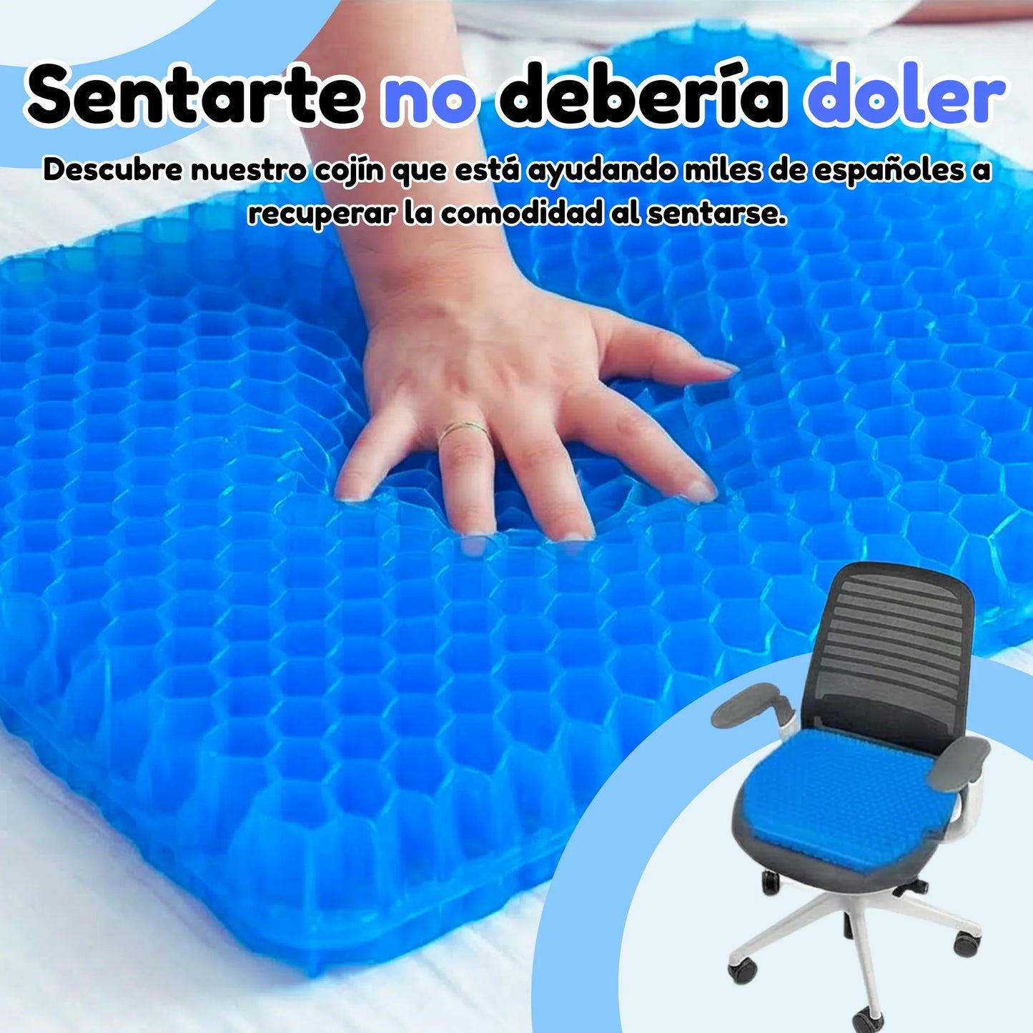 Cojín De Gel que reduce la presión en espalda y caderas.