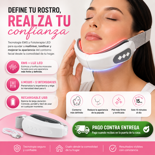Masajeador Facial V-Face | Define tu Rostro y Reduce la Apariencia de la Papada en Solo 15 Minutos al Día