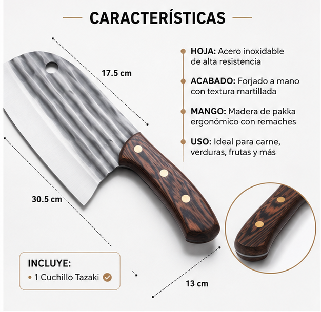 🔪 Cuchillo Tazaki Profesional | Cortes Perfectos con Precisión Desde el Primer Uso