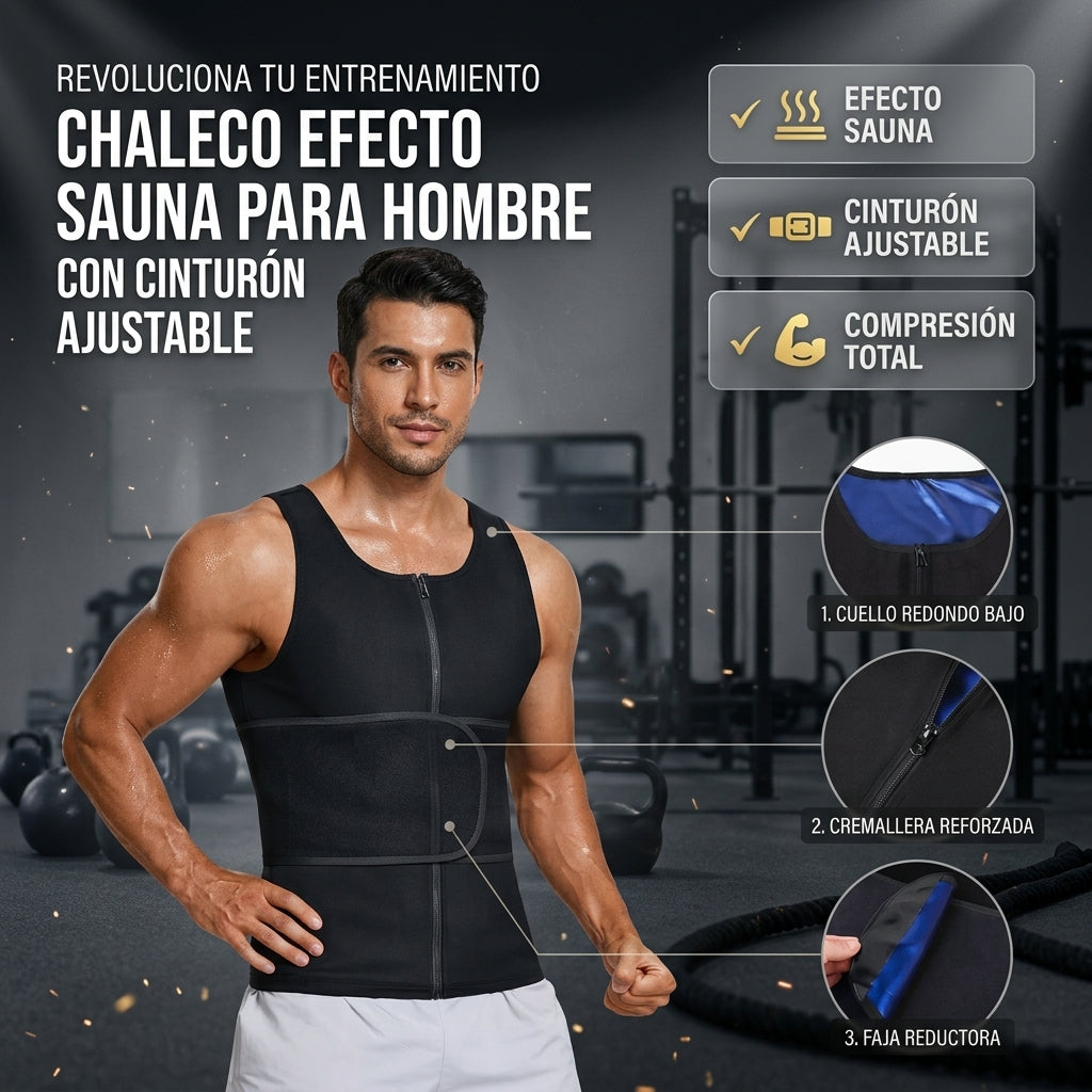 📶 COMPRIMAX™ Chaleco Sauna Para Hombre Con Cinturón 🔥